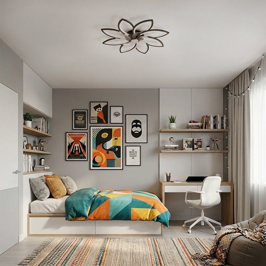 Brilagi - LED Stmívatelný stropní ventilátor LED/43W/230V 3000-6500K pr. 90 cm černá + dálkové ovládání