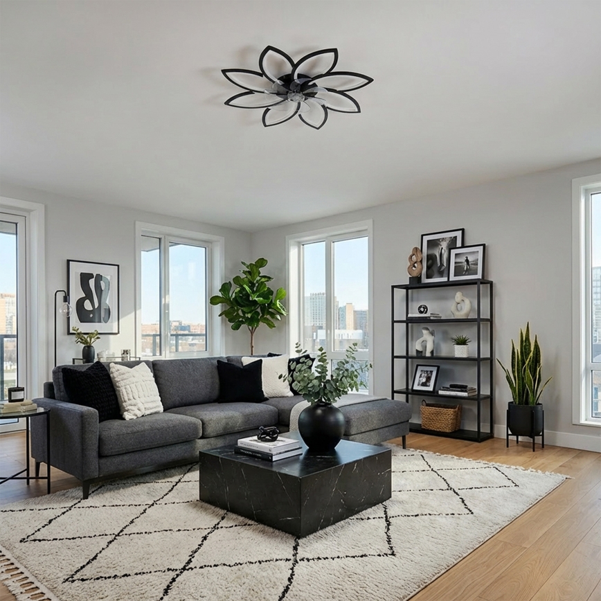Brilagi - LED Stmívatelný stropní ventilátor LED/43W/230V 3000-6500K pr. 90 cm černá + dálkové ovládání