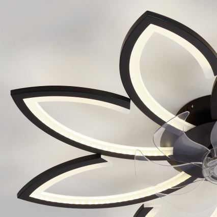 Brilagi - LED Stmívatelný stropní ventilátor LED/43W/230V 3000-6500K pr. 90 cm černá + dálkové ovládání