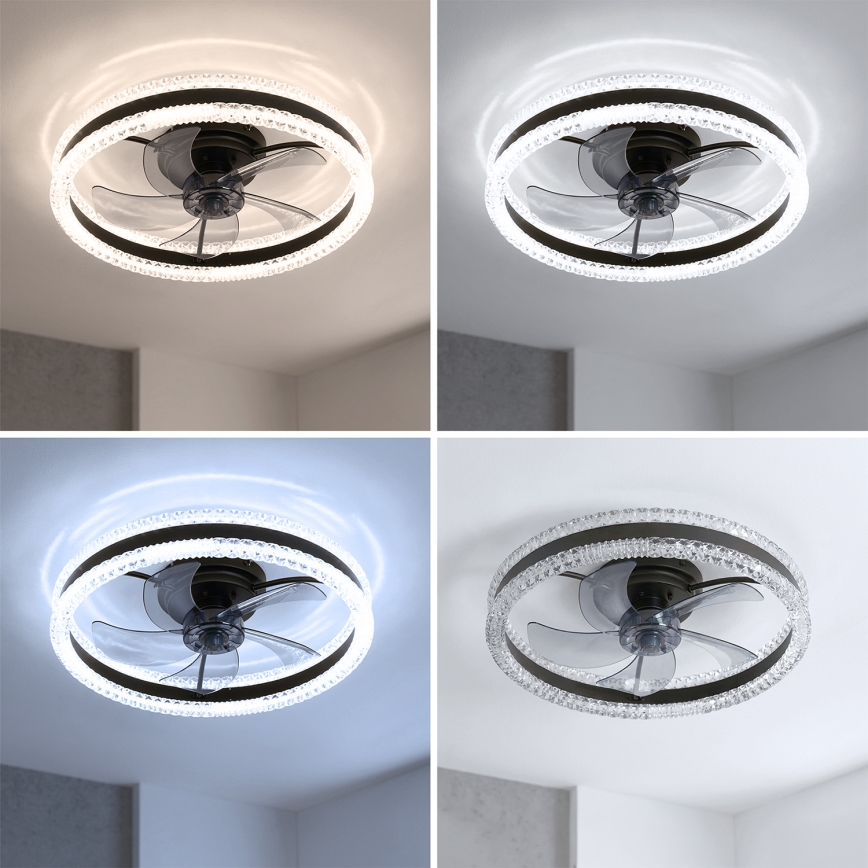 Brilagi - LED Stmívatelný stropní ventilátor LED/62W/230V pr. 50 cm černá + dálkové ovládání