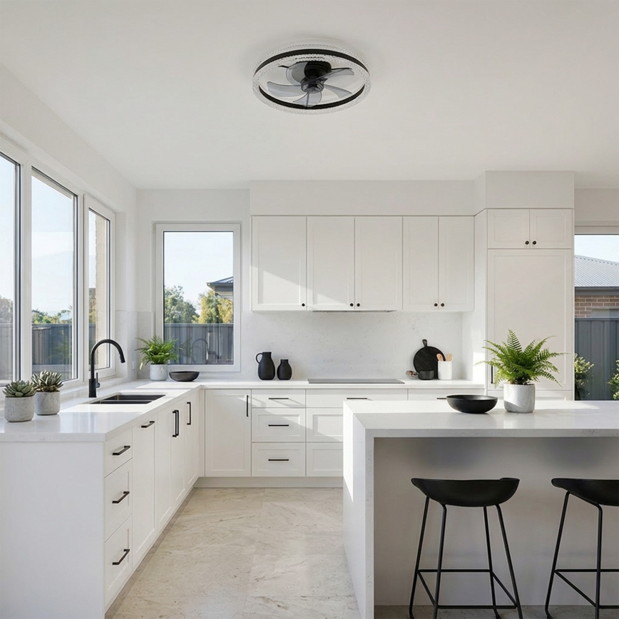 Brilagi - LED Stmívatelný stropní ventilátor LED/62W/230V pr. 50 cm černá + dálkové ovládání