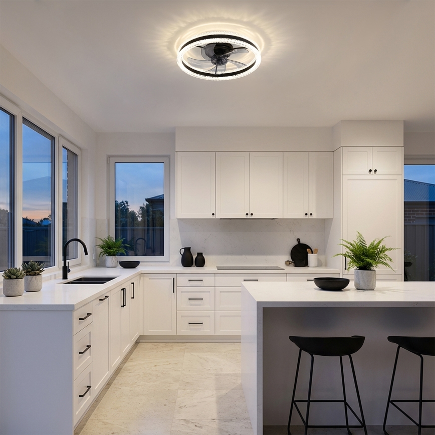 Brilagi - LED Stmívatelný stropní ventilátor LED/62W/230V pr. 50 cm černá + dálkové ovládání