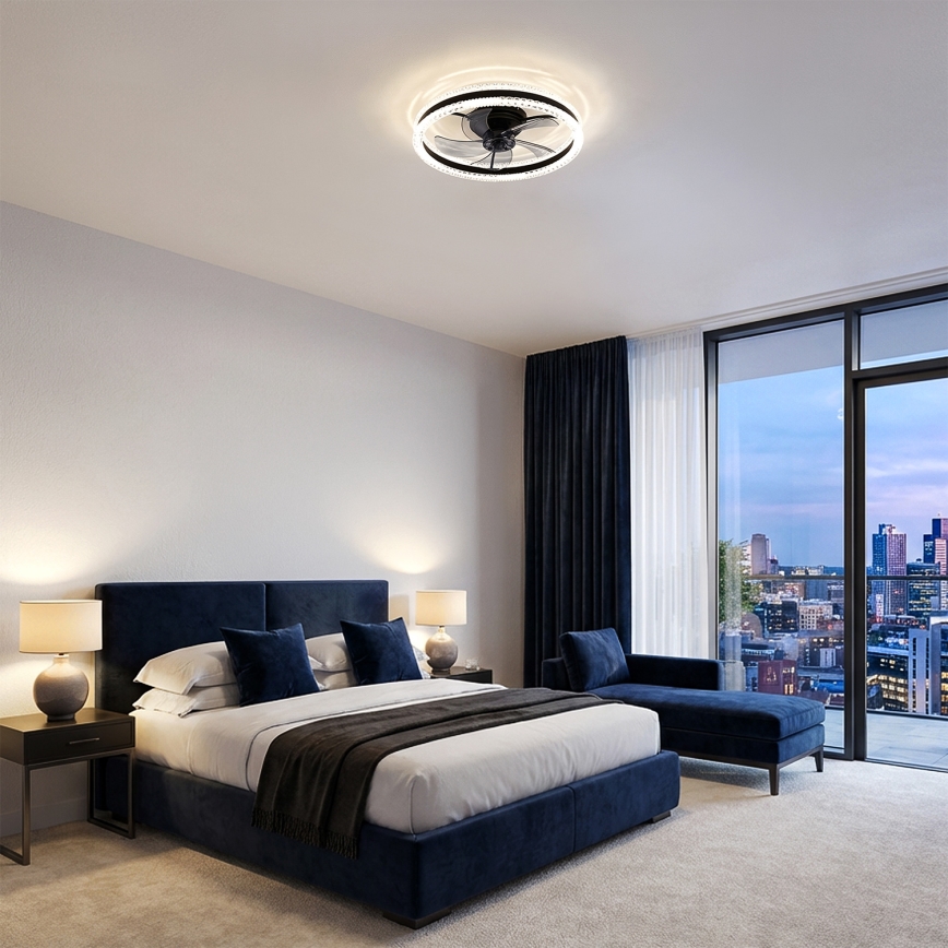 Brilagi - LED Stmívatelný stropní ventilátor LED/62W/230V pr. 50 cm černá + dálkové ovládání