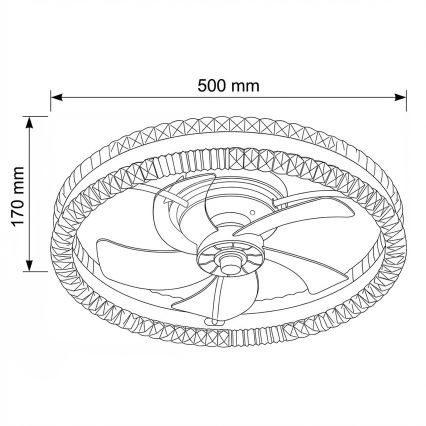 Brilagi - LED Stmívatelný stropní ventilátor LED/62W/230V pr. 50 cm černá + dálkové ovládání