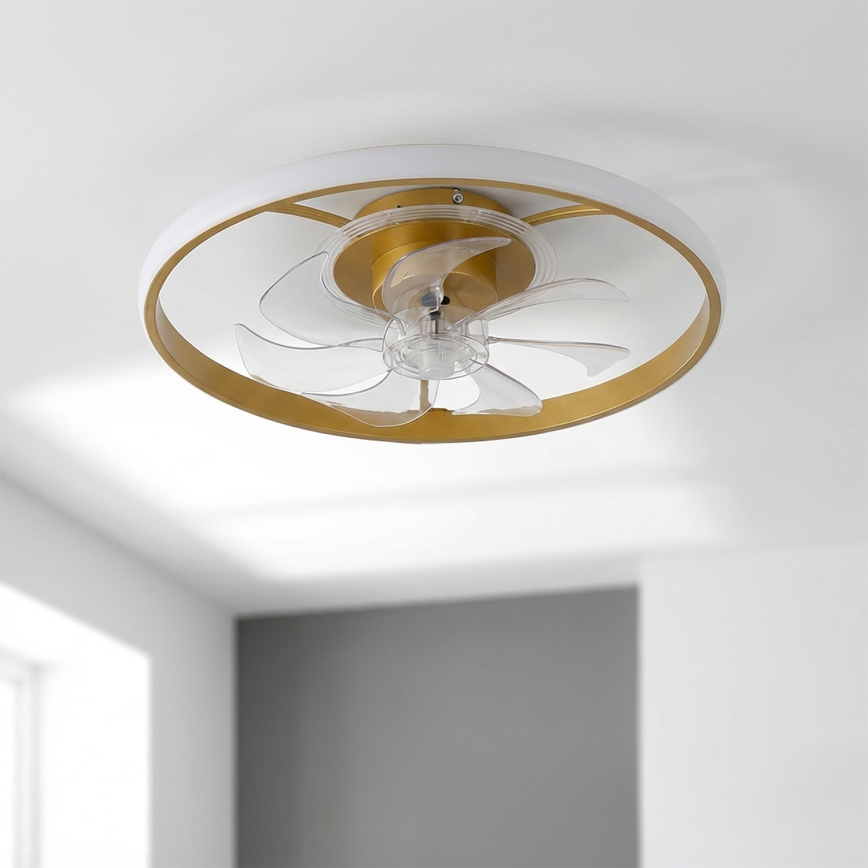 Brilagi - LED Stmívatelný stropní ventilátor LED/66W/230V 55 cm bílá/zlatá + dálkové ovládání