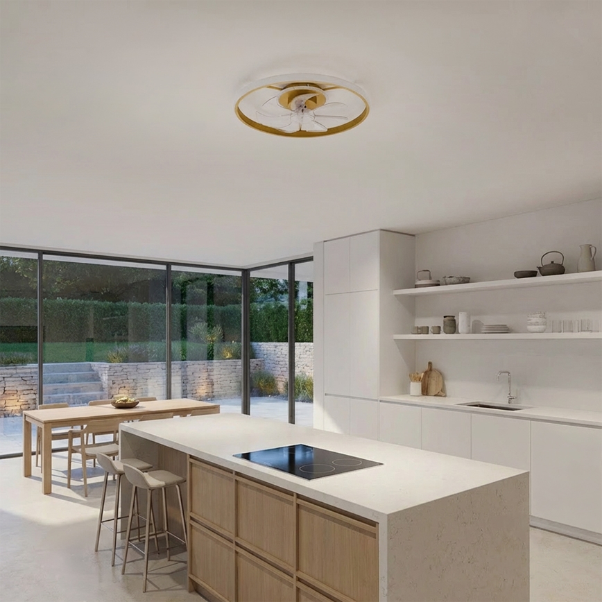 Brilagi - LED Stmívatelný stropní ventilátor LED/66W/230V 55 cm bílá/zlatá + dálkové ovládání