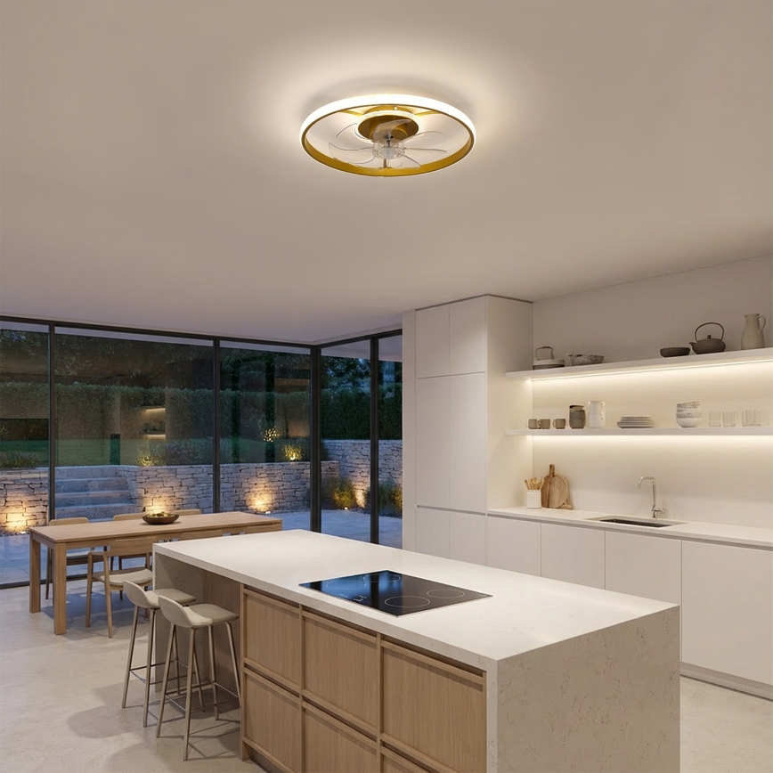 Brilagi - LED Stmívatelný stropní ventilátor LED/66W/230V 55 cm bílá/zlatá + dálkové ovládání