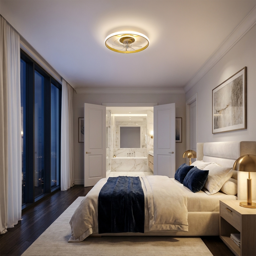 Brilagi - LED Stmívatelný stropní ventilátor LED/66W/230V 55 cm bílá/zlatá + dálkové ovládání
