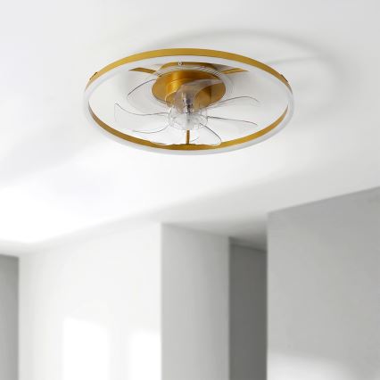 Brilagi - LED Stmívatelný stropní ventilátor LED/66W/230V 3000-6500K pr. 55 cm bílá/zlatá + dálkové ovládání