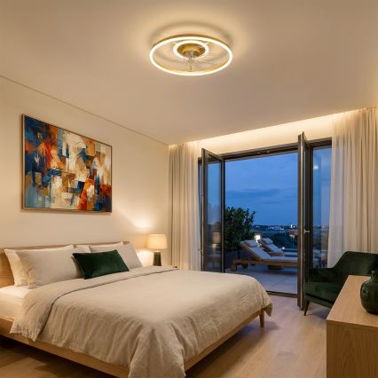 Brilagi - LED Stmívatelný stropní ventilátor LED/66W/230V 3000-6500K pr. 55 cm bílá/zlatá + dálkové ovládání