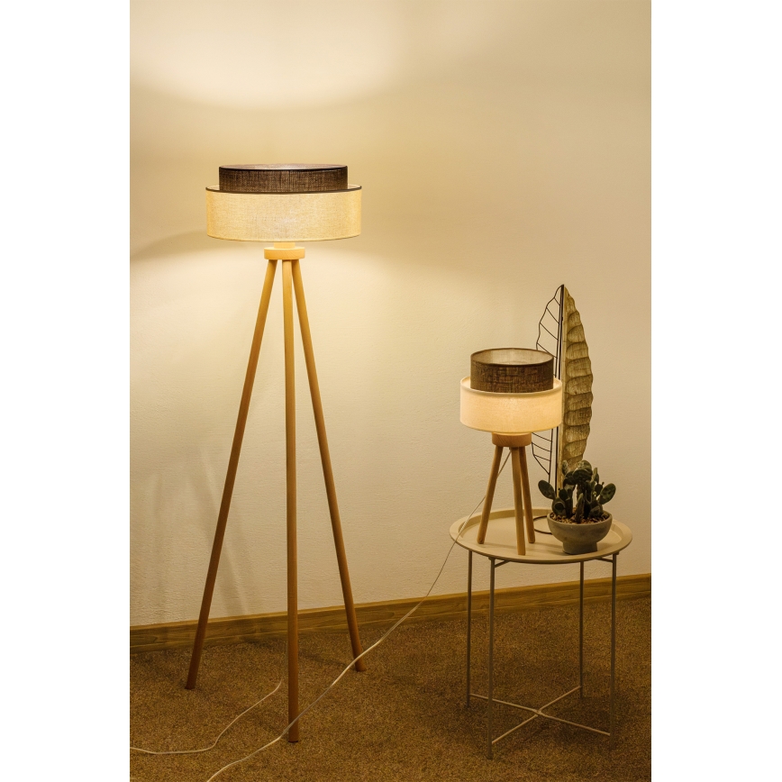 Brilagi - LED Stojací lampa BOHO STYLE 1xE27/15W/230V krémová/hnědá