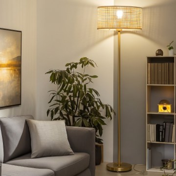 Brilagi - LED Stojací lampa CERIA 1xE27/20W/230V pr. 40 cm bambus/zlatá
