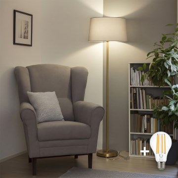 Brilagi - LED Stojací lampa CERIA 1xE27/20W/230V pr. 45 cm šedá/zlatá