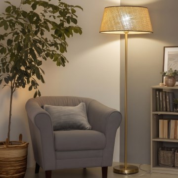 Brilagi - LED Stojací lampa CERIA 1xE27/20W/230V pr. 50 cm béžová/zlatá