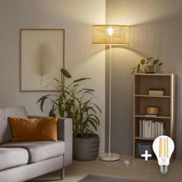 Brilagi - LED Stojací lampa CERIA 1xE27/40W/230V pr. 25 cm bambus/bílá