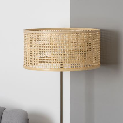 Brilagi - LED Stojací lampa CERIA 1xE27/40W/230V pr. 25 cm bambus/matný chrom