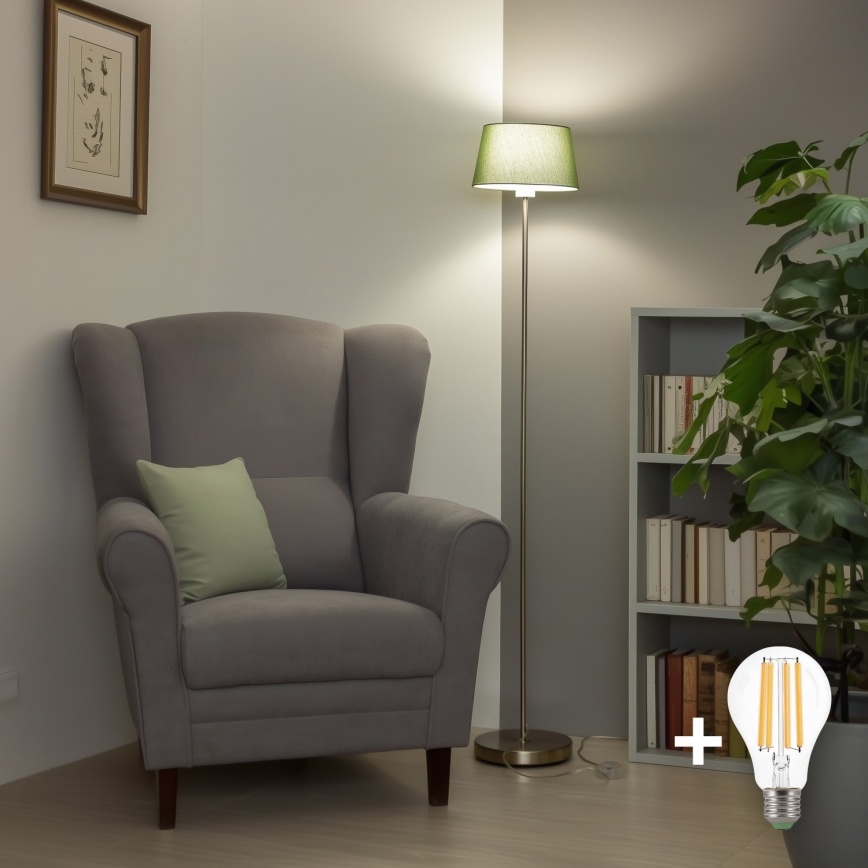 Brilagi - LED Stojací lampa CERIA 1xE27/40W/230V pr. 25 cm zelená/matný chrom