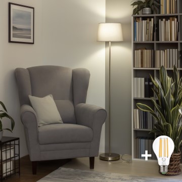 Brilagi - LED Stojací lampa CERIA 1xE27/40W/230V pr. 30 cm šedá/matný chrom