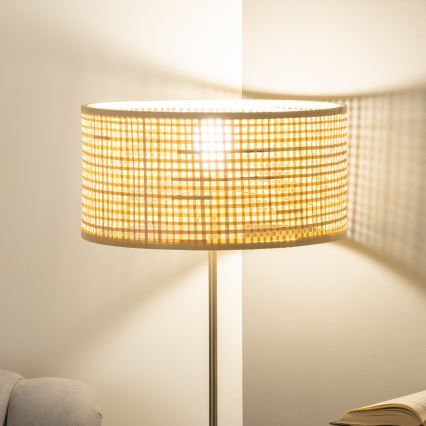 Brilagi - LED Stojací lampa CERIA 1xE27/40W/230V pr. 40 cm bambus/matný chrom