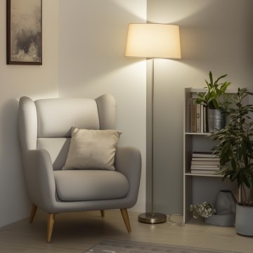 Brilagi - LED Stojací lampa CERIA 1xE27/40W/230V pr. 45 cm béžová/matný chrom