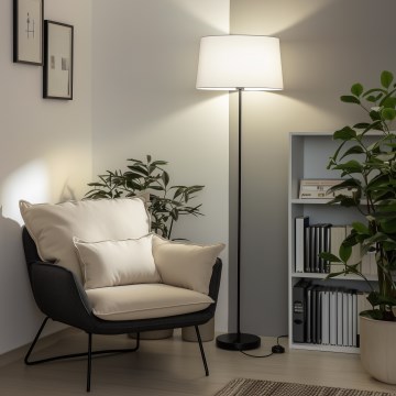 Brilagi - LED Stojací lampa CERIA 1xE27/40W/230V pr. 45 cm bílá/černá