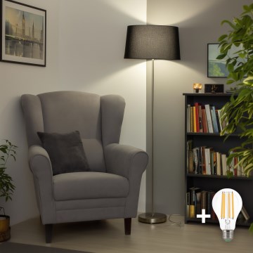 Brilagi - LED Stojací lampa CERIA 1xE27/40W/230V pr. 45 cm černá/matný chrom