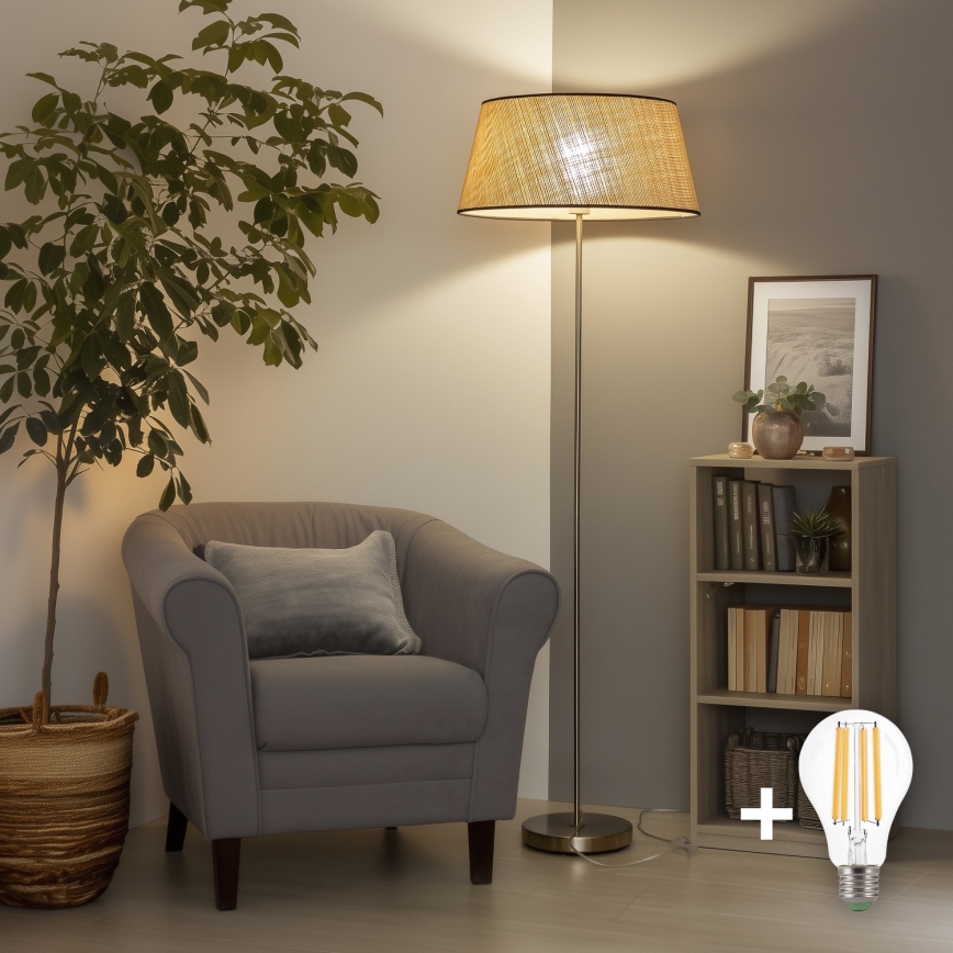 Brilagi - LED Stojací lampa CERIA 1xE27/40W/230V pr. 50 cm béžová/matný chrom