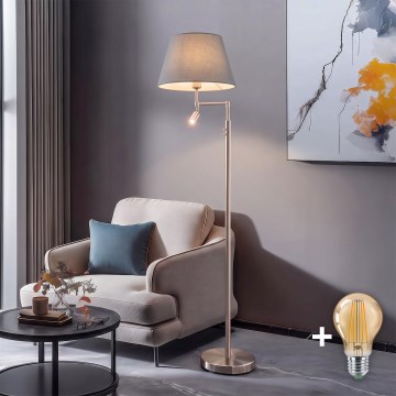 BRILAGI - LED Stojací lampa CERIA 1xE27/60W/230V + LED/2,1W pr. 30 cm matný chrom/šedá