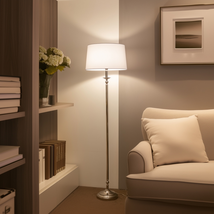 Brilagi - LED Stojací lampa CERIA 1xE27/60W/230V pr. 45 cm lesklý chrom/bílá