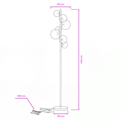 Brilagi - LED Stojací lampa MILLA 7xG9/3W/230V černý chrom/kouřová