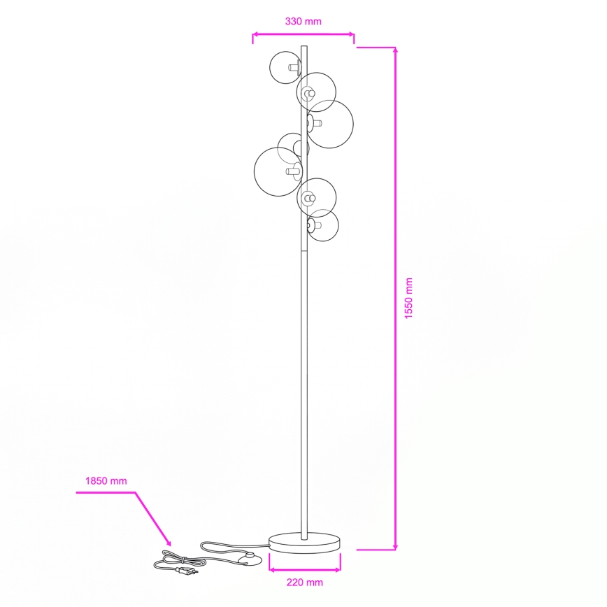 Brilagi - LED Stojací lampa MILLA 7xG9/3W/230V černý chrom/zlatá