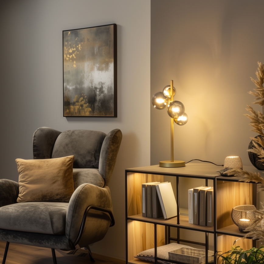 Brilagi - LED Stolní lampa MILLA 4xG9/3W/230V zlatá/kouřová