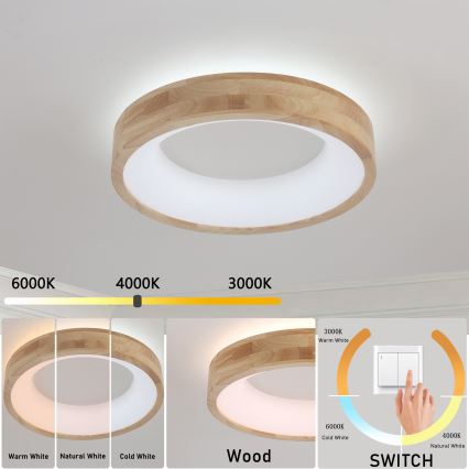 Brilagi - LED Stropní svítidlo FALCON WOOD LED/30W/230V 3000/4000/6000K pr. 45 cm dřevo