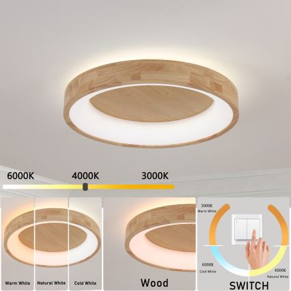 Brilagi - LED Stropní svítidlo FALCON WOOD LED/40W/230V 3000/4000/6000K pr. 60 cm dřevo