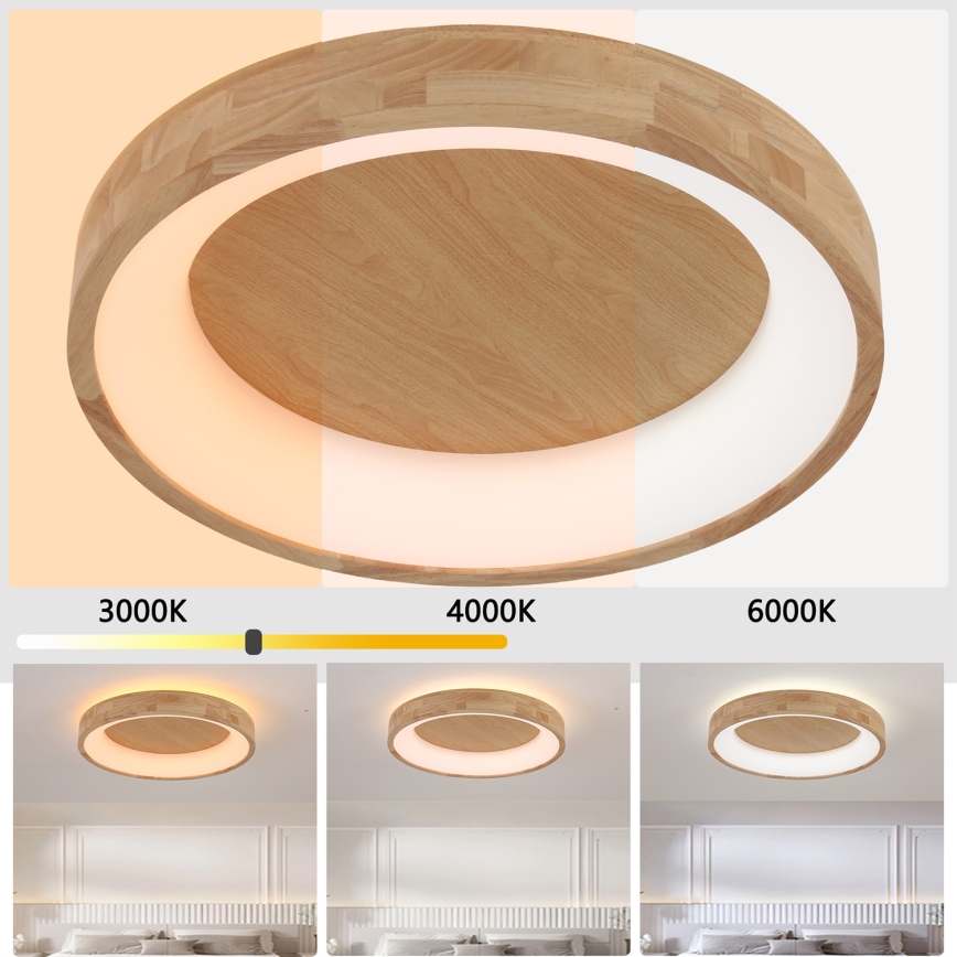 Brilagi - LED Stropní svítidlo FALCON WOOD LED/40W/230V 3000/4000/6000K pr. 60 cm dřevo