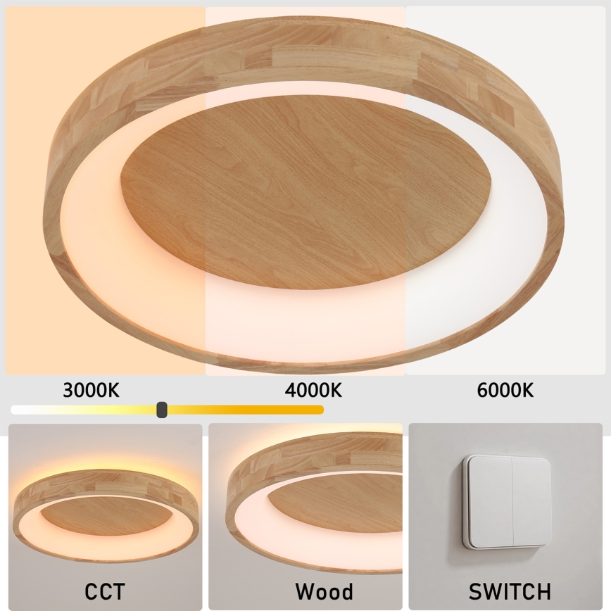 Brilagi - LED Stropní svítidlo FALCON WOOD LED/40W/230V 3000/4000/6000K pr. 60 cm dřevo