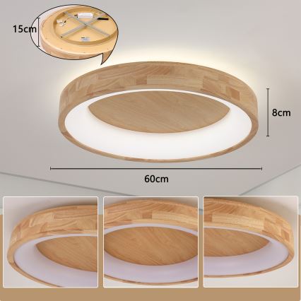 Brilagi - LED Stropní svítidlo FALCON WOOD LED/40W/230V 3000/4000/6000K pr. 60 cm dřevo