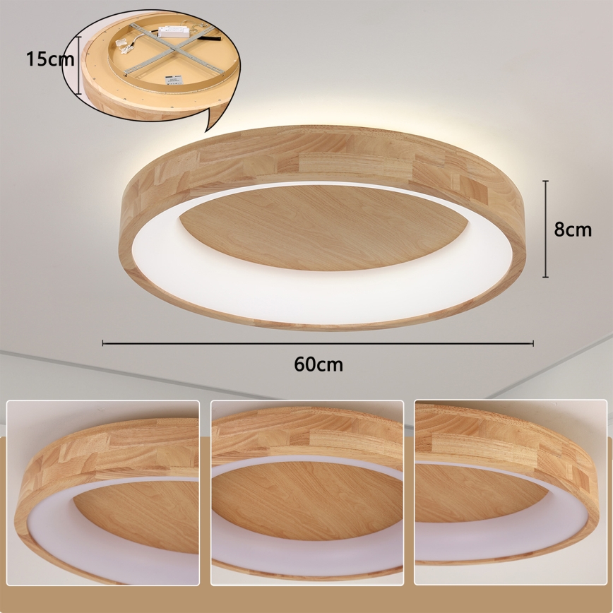 Brilagi - LED Stropní svítidlo FALCON WOOD LED/40W/230V 3000/4000/6000K pr. 60 cm dřevo