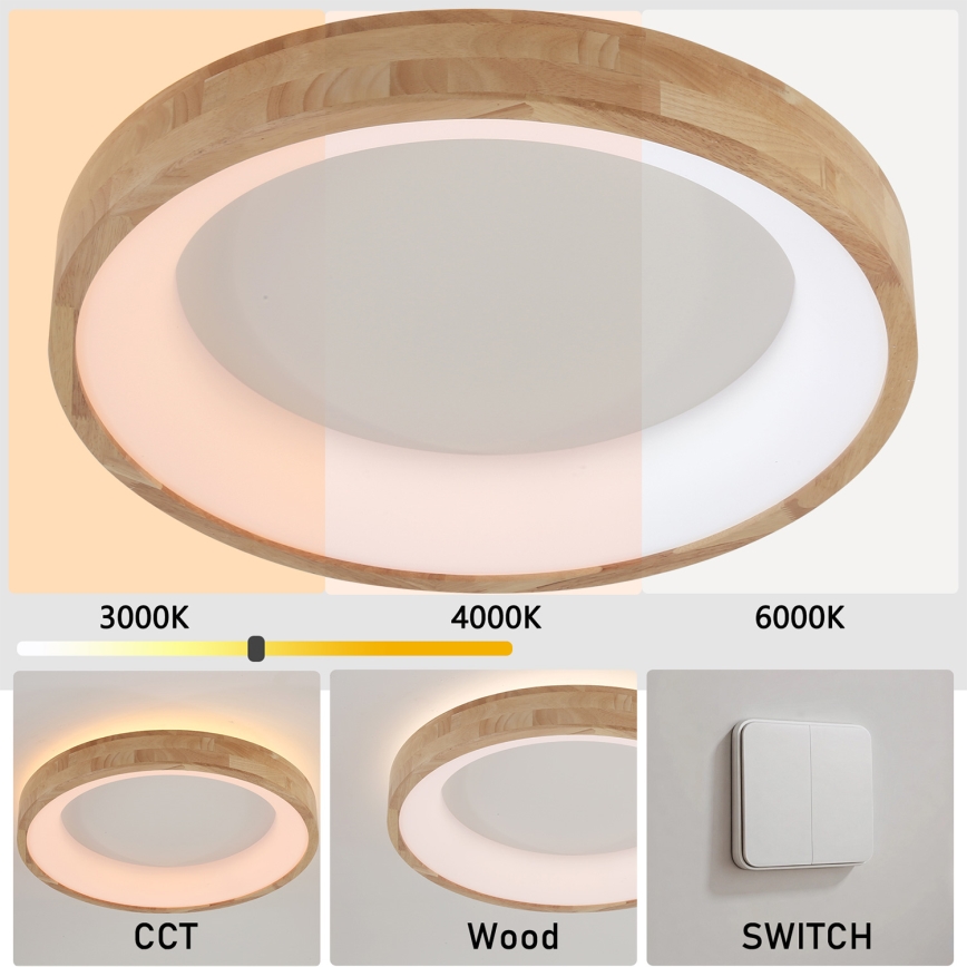 Brilagi - LED Stropní svítidlo FALCON WOOD LED/40W/230V 3000/4000/6000K pr. 60 cm dřevo