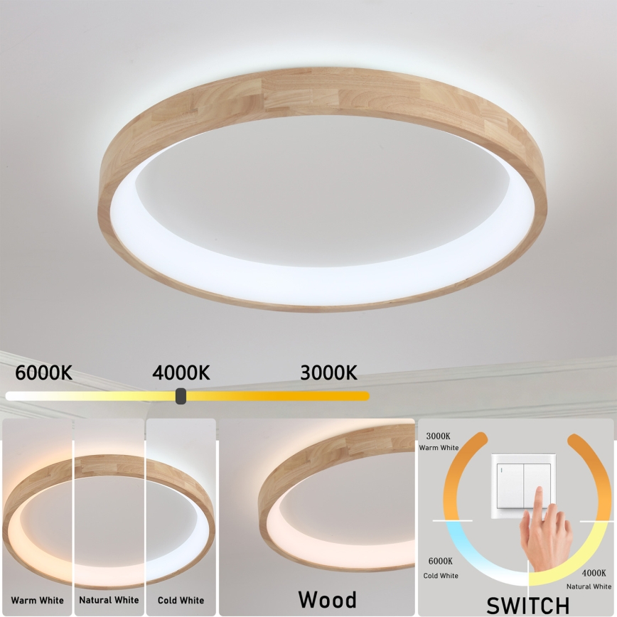 Brilagi - LED Stropní svítidlo FALCON WOOD LED/60W/230V 3000/4000/6000K pr. 80 cm dřevo