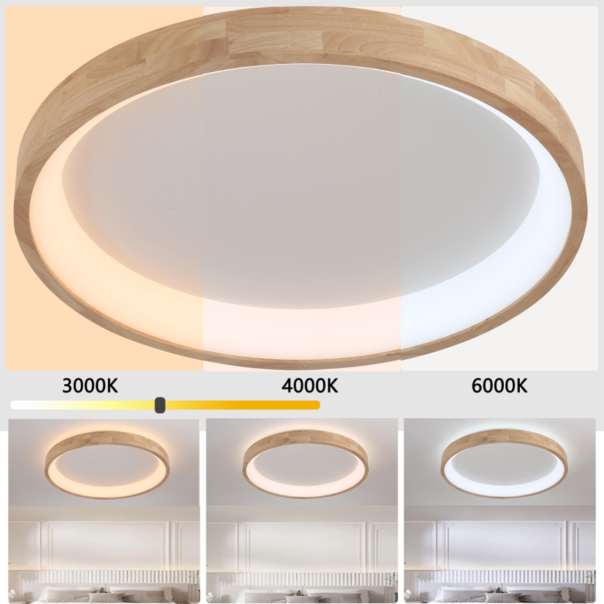Brilagi - LED Stropní svítidlo FALCON WOOD LED/60W/230V 3000/4000/6000K pr. 80 cm dřevo