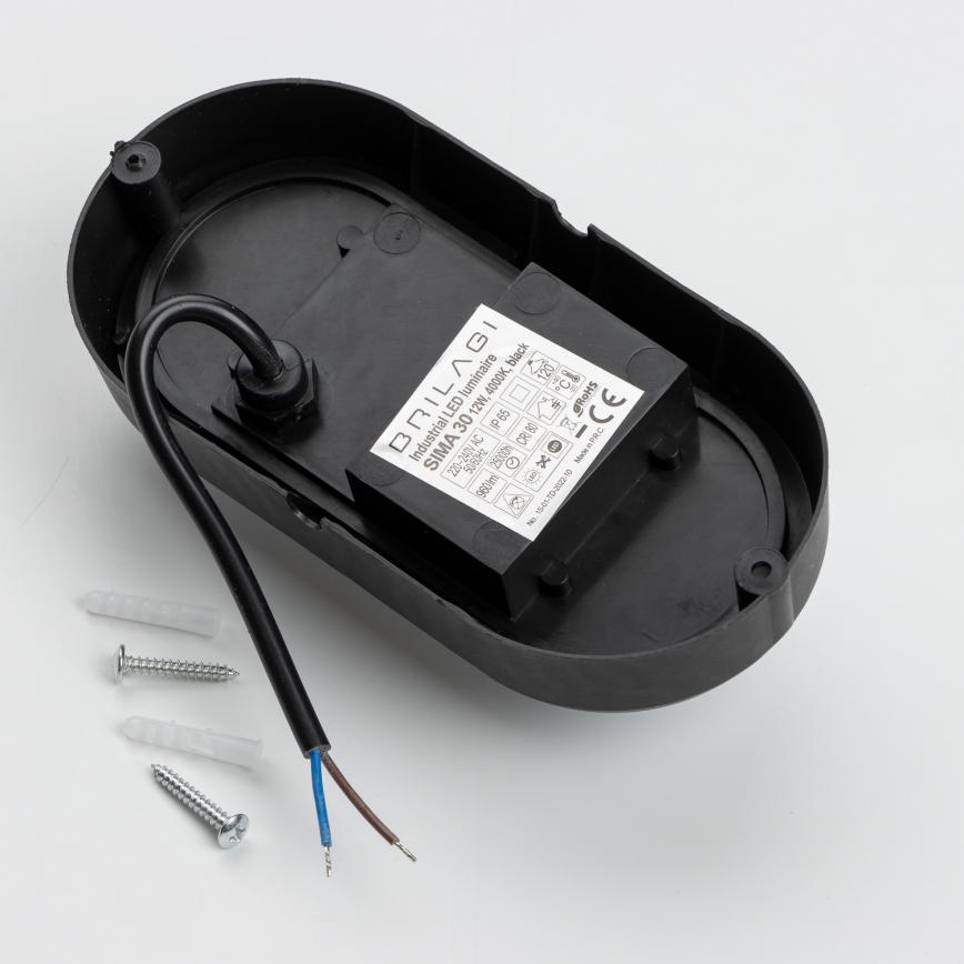 Brilagi - LED Stropní průmyslové svítidlo SIMA LED/12W/230V IP65 černá