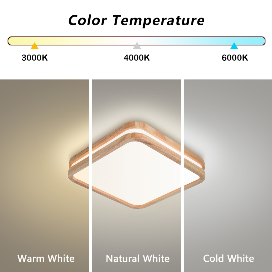 Brilagi - LED Stropní svítidlo MOLINA SQUARE LED/32W/230V 3000/4000/6000K dub 30x30 cm