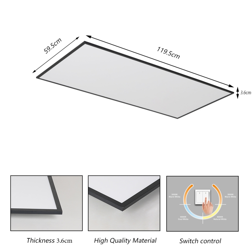 Brilagi - LED Stropní svítidlo SLIMFRAME LED/80W/230V 120x60 cm 3000/4000/6000K černá