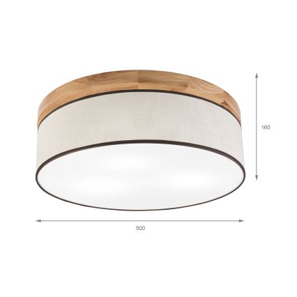 Brilagi - LED Stropní svítidlo BELLADONNA 3xE27/15W/230V pr. 50 cm krémová/dub