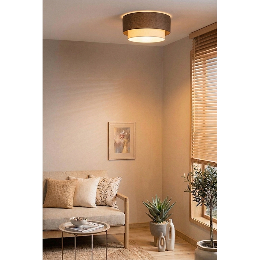 Brilagi - LED Stropní svítidlo BOHO ECO 1xE27/10W/230V pr. 40 cm hnědá/krémová
