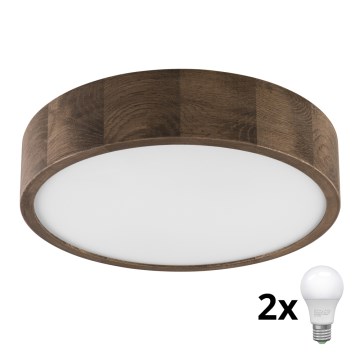 Brilagi - LED Stropní svítidlo CARVALHO 2xE27/60W/230V dub ořech pr. 37 cm