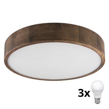 Brilagi - LED Stropní svítidlo CARVALHO 3xE27/60W/230V dub ořech pr. 47 cm