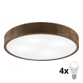 Brilagi - LED Stropní svítidlo CARVALHO 4xE27/60W/230V dub ořech pr. 57,5 cm