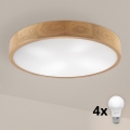 Brilagi - LED Stropní svítidlo CARVALHO 4xE27/60W/230V dub pr. 57,5 cm
